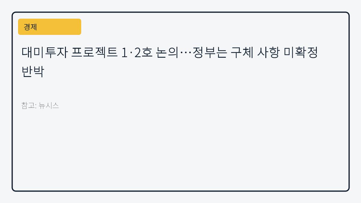 대미투자 프로젝트 1·2호 논의…정부는 구체 사항 미확정 반박