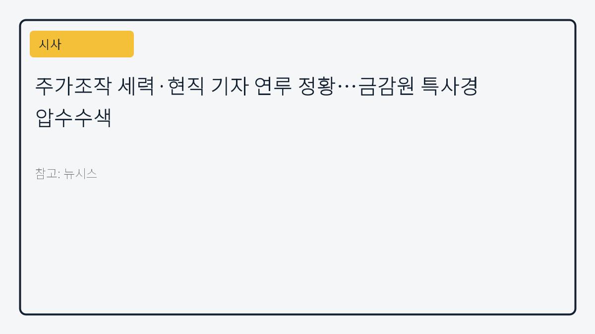 주가조작 세력·현직 기자 연루 정황…금감원 특사경 압수수색
