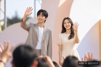 김연아·노홍철, 아침 행사 무대서 나란히 인사